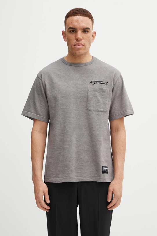 NEIGHBORHOOD t-shirt bawełniany HEATHER FABRIC nadruk szary 252UWNH.CSM10