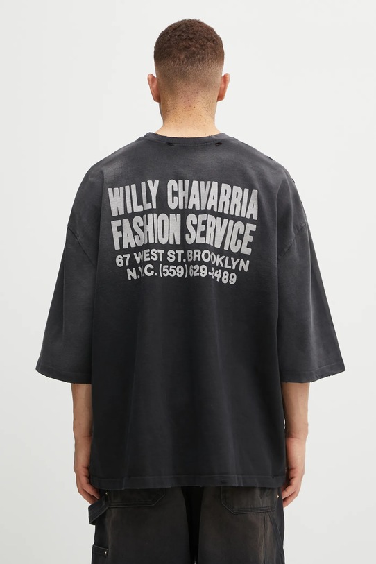 Willy Chavarria t-shirt bawełniany Fashion Services Buffalo nadruk czarny WCJSY0110.001