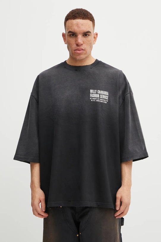 Odzież Willy Chavarria t-shirt bawełniany Fashion Services Buffalo WCJSY0110.001 czarny