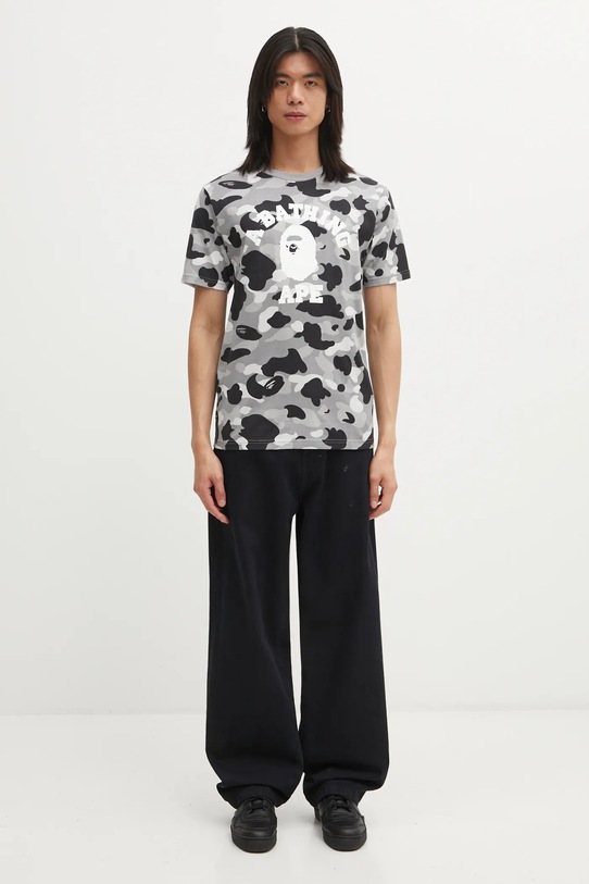 A Bathing Ape t-shirt bawełniany Camo College 001CSL301010M szary