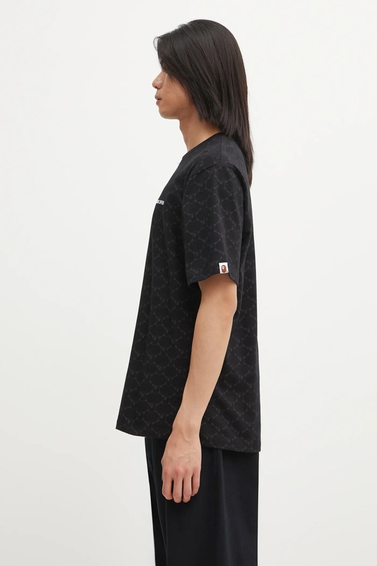 A Bathing Ape t-shirt bawełniany College Monogram Logo 001CSL301316M czarny AW25