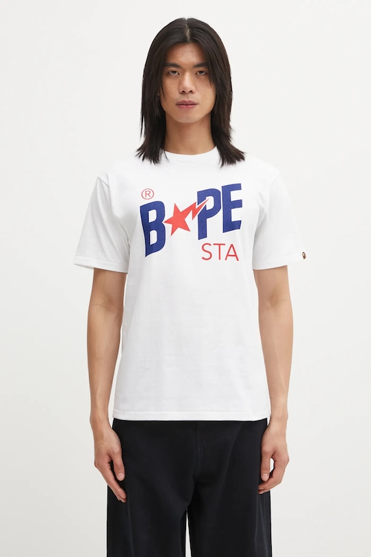 A Bathing Ape t-shirt bawełniany nadruk biały 001TEL301022M
