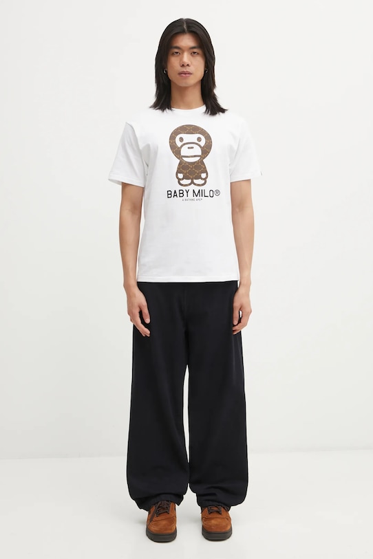 A Bathing Ape t-shirt bawełniany College Monogram Baby Milo 002TEL301008M biały