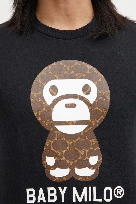 A Bathing Ape t-shirt bawełniany College Monogram Baby Milo czarny 002TEL301008M