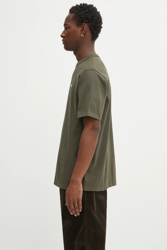 Café Kitsuné t-shirt bawełniany Barista Fox Patch Relaxed CKNU00102KJ7013 zielony AW25