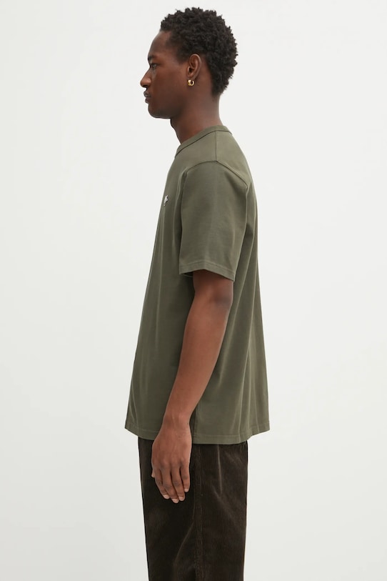 Café Kitsuné t-shirt bawełniany Barista Fox Patch Relaxed CKNU00102KJ7013 zielony AW25