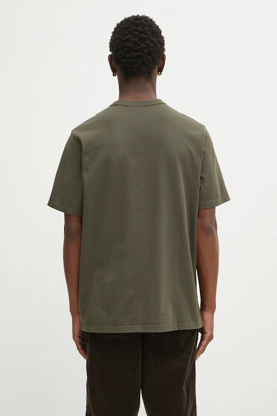 Odzież Café Kitsuné t-shirt bawełniany Barista Fox Patch Relaxed CKNU00102KJ7013 zielony