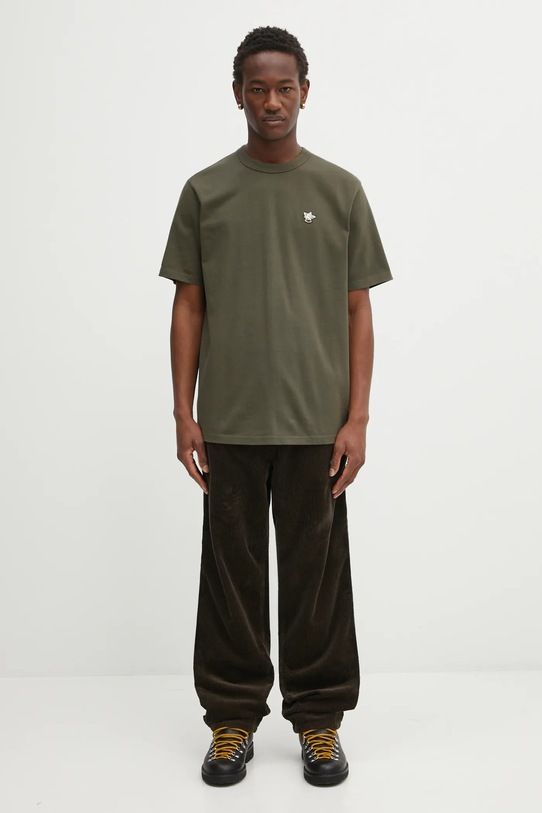 Café Kitsuné t-shirt bawełniany Barista Fox Patch Relaxed zielony CKNU00102KJ7013