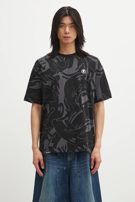 AAPE t-shirt bawełniany Now bawełna czarny AAPTEM1602XXO