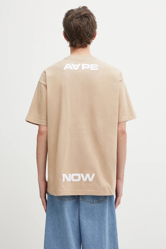 Odzież AAPE t-shirt bawełniany Clover Now AAPTEM1601XXO beżowy