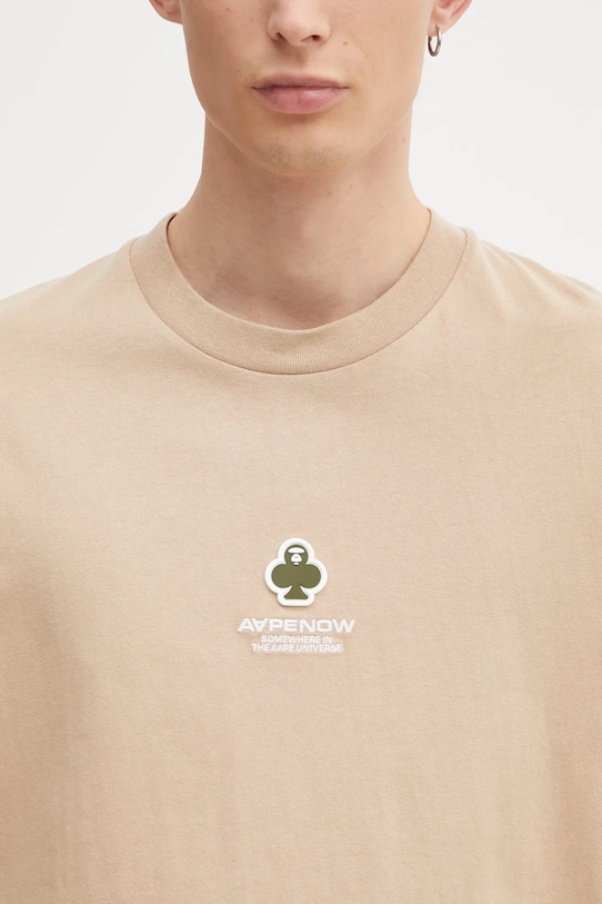 AAPE t-shirt bawełniany Clover Now beżowy AAPTEM1601XXO