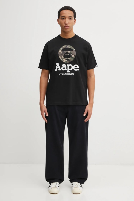 AAPE t-shirt bawełniany Basic AAPTEM1640XXO czarny