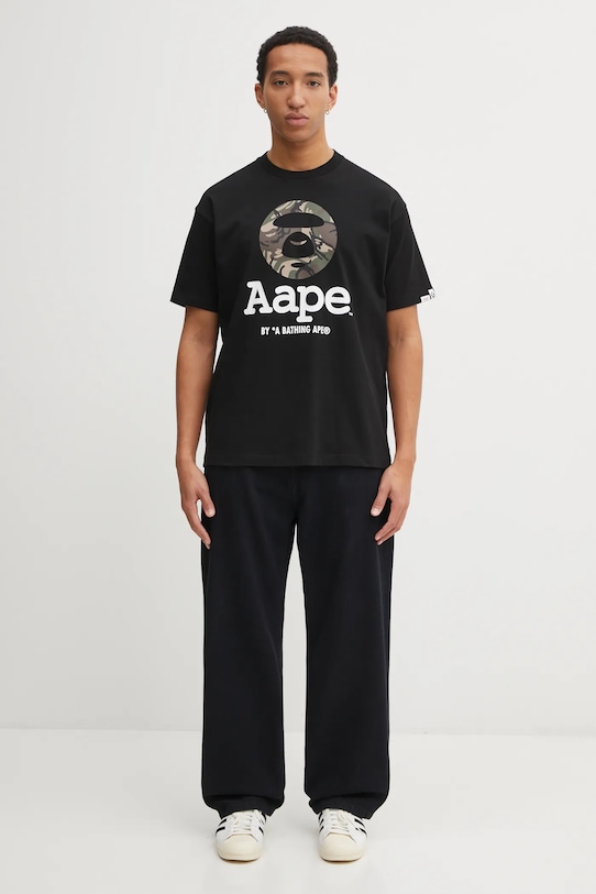 AAPE t-shirt bawełniany Basic AAPTEM1640XXO czarny