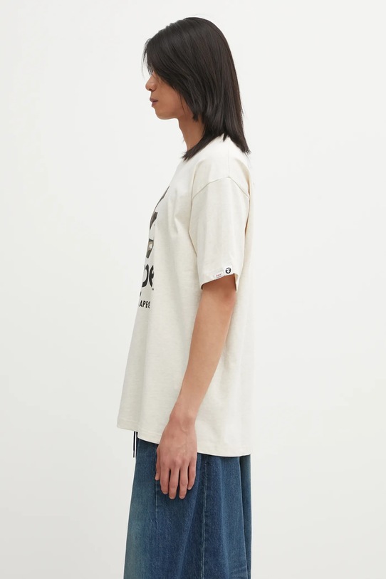 AAPE t-shirt bawełniany Basic AAPTEM1640XAO beżowy AW25