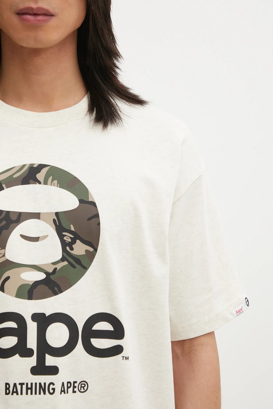 AAPE t-shirt bawełniany Basic beżowy AAPTEM1640XAO