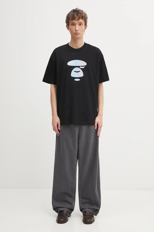 AAPE t-shirt bawełniany Basic AAPTEM1642XXO czarny