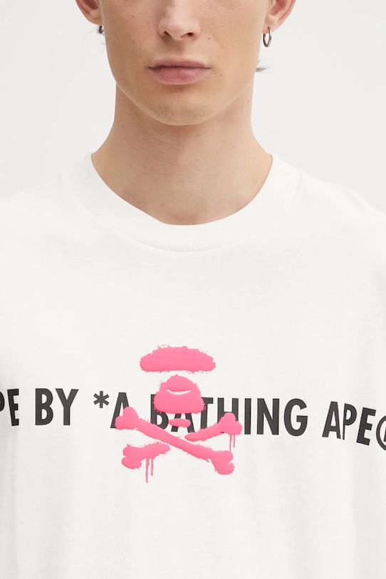 AAPE t-shirt bawełniany Basic beżowy AAPTEM1644XXO