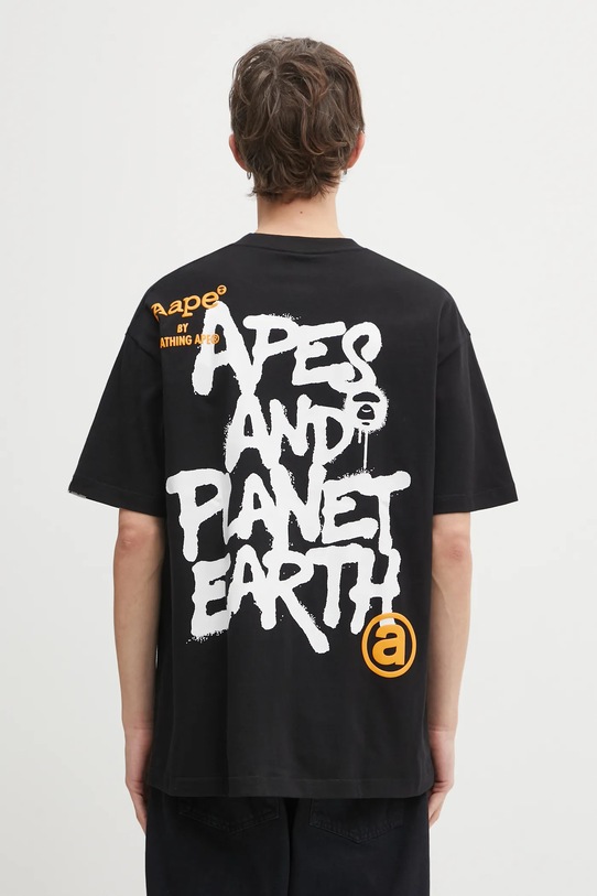 AAPE t-shirt bawełniany Basic nadruk czarny AAPTEM1644XXO