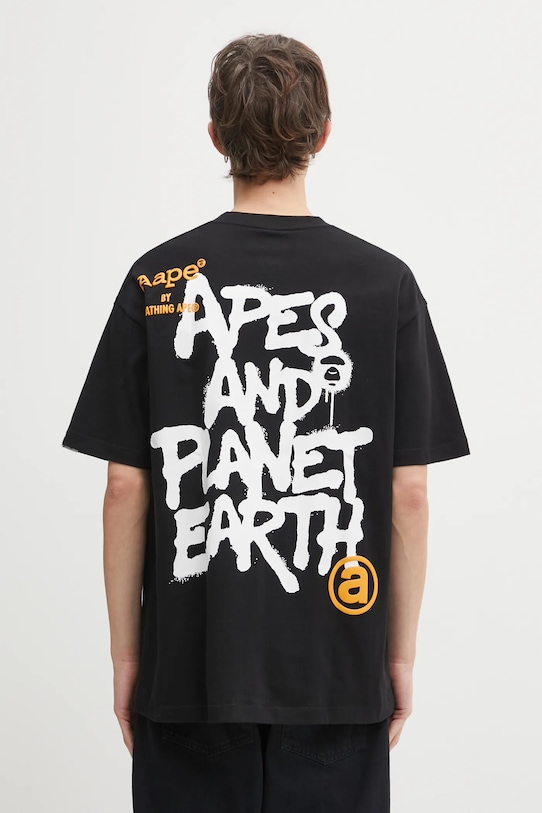 AAPE t-shirt bawełniany Basic nadruk czarny AAPTEM1644XXO