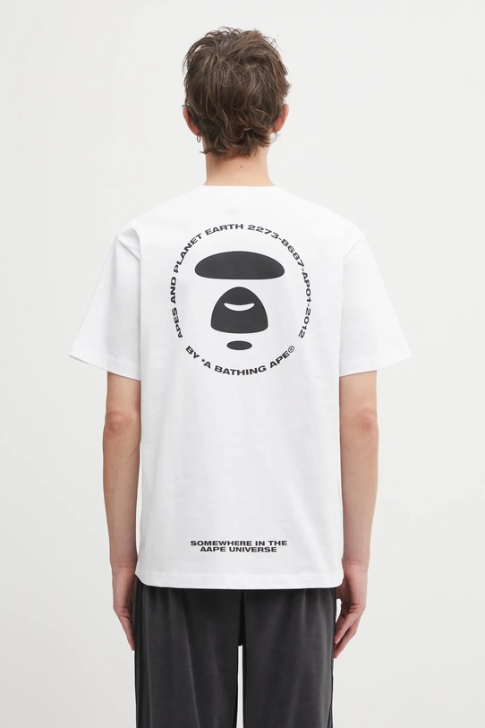 AAPE t-shirt bawełniany Basic nadruk biały AAPTEM1647XXO