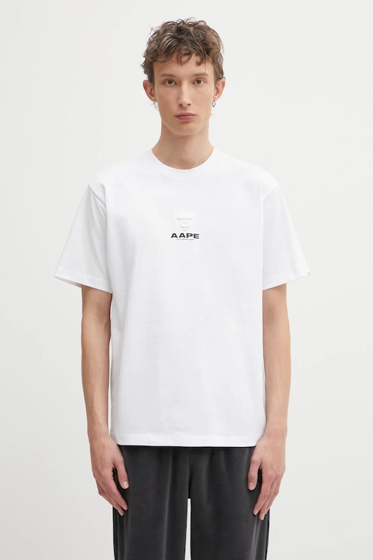 Odzież AAPE t-shirt bawełniany Basic AAPTEM1647XXO biały