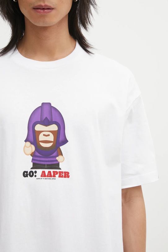 AAPE t-shirt bawełniany Theme Aaper biały AAPTEM1719XXP