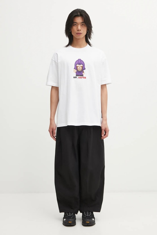 AAPE t-shirt bawełniany Theme Aaper AAPTEM1719XXP biały