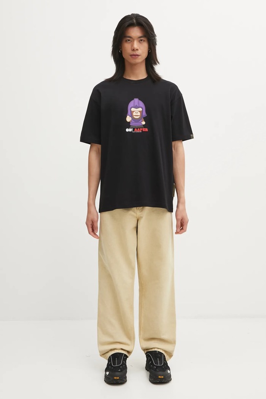 AAPE t-shirt bawełniany Theme Aaper AAPTEM1719XXP czarny