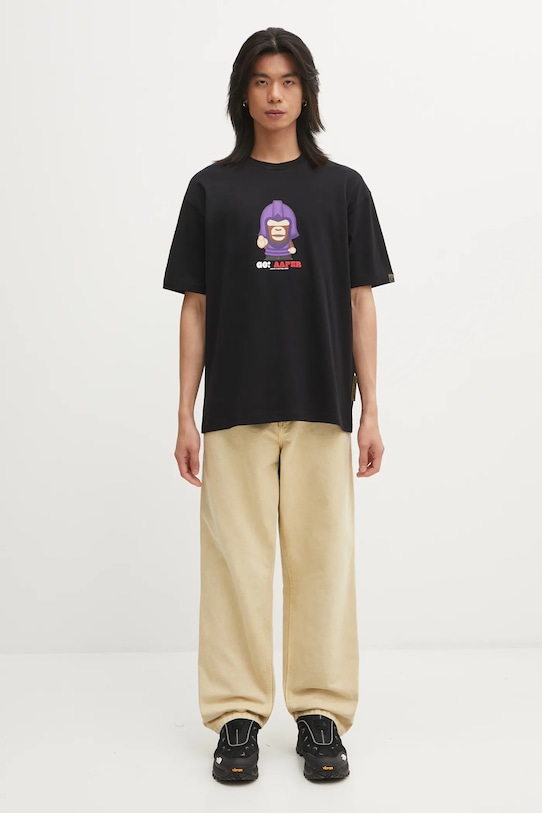 AAPE t-shirt bawełniany Theme Aaper AAPTEM1719XXP czarny