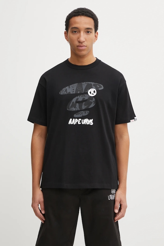 AAPE t-shirt bawełniany Theme Main nadruk czarny AAPTEM1753XXP