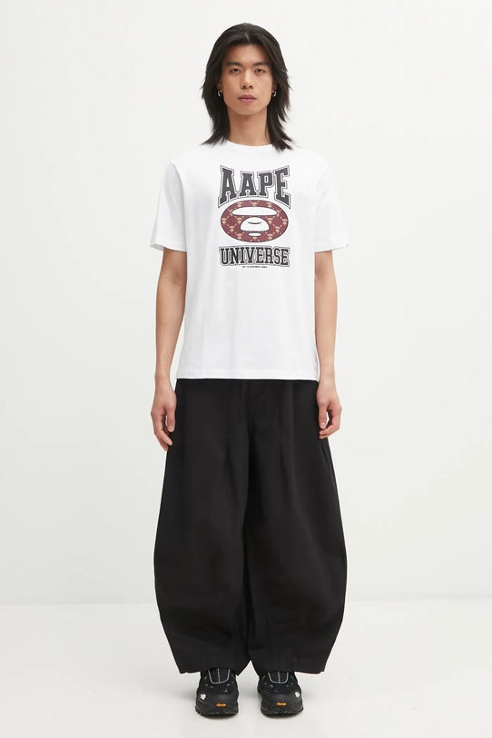 AAPE t-shirt bawełniany Basic AAPTEM1731XXP biały