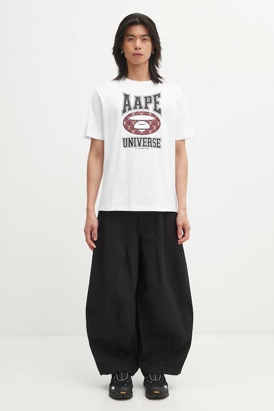 AAPE t-shirt bawełniany Basic AAPTEM1731XXP biały
