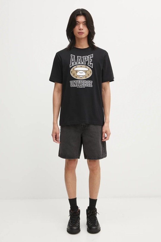 AAPE t-shirt bawełniany Basic AAPTEM1731XXP czarny