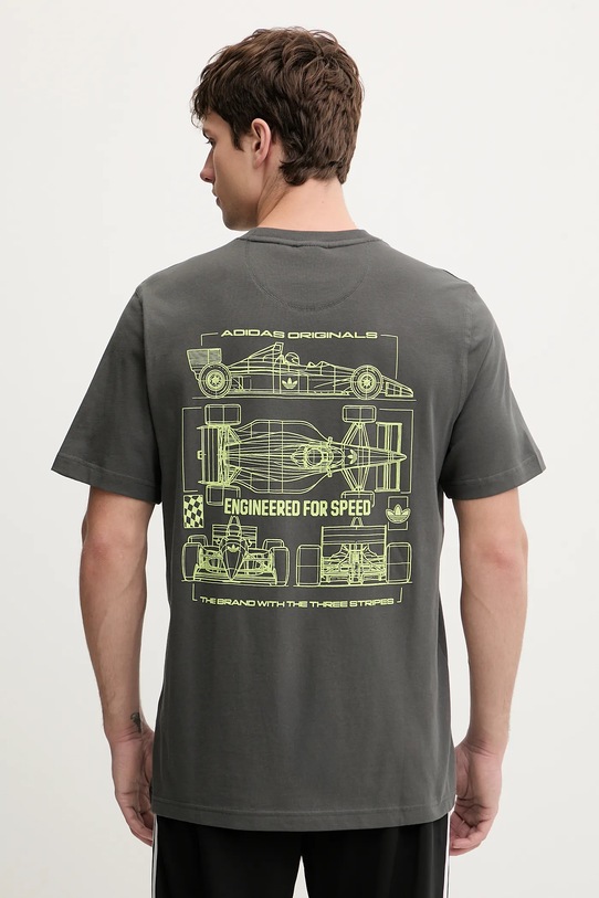 adidas Originals t-shirt bawełniany Racing Car nadruk szary KY2924
