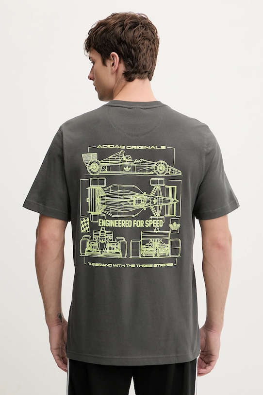 adidas Originals t-shirt bawełniany Racing Car nadruk szary KY2924