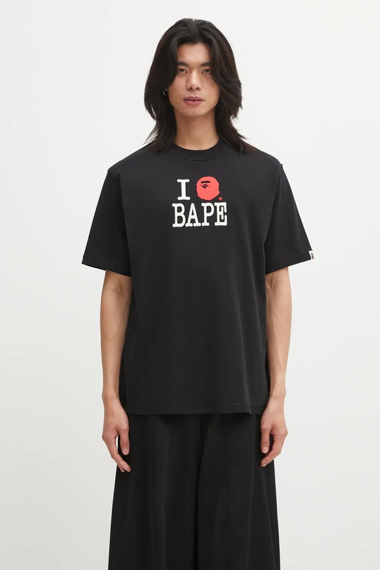 A Bathing Ape t-shirt bawełniany BAPE Logo Inside Out nadruk czarny 1L30109352