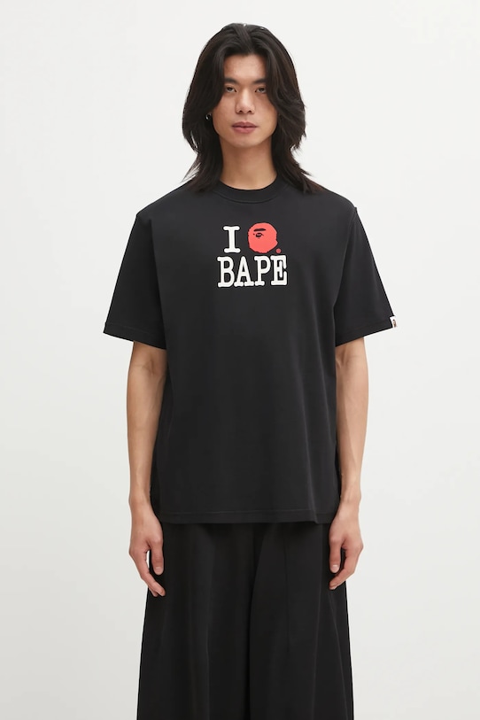 A Bathing Ape t-shirt bawełniany BAPE Logo Inside Out nadruk czarny 1L30109352