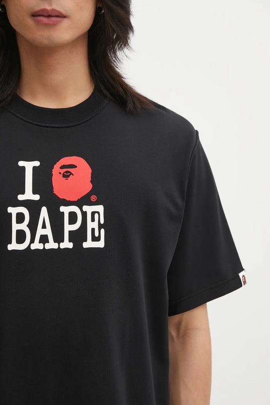 A Bathing Ape t-shirt bawełniany BAPE Logo Inside Out czarny 1L30109352