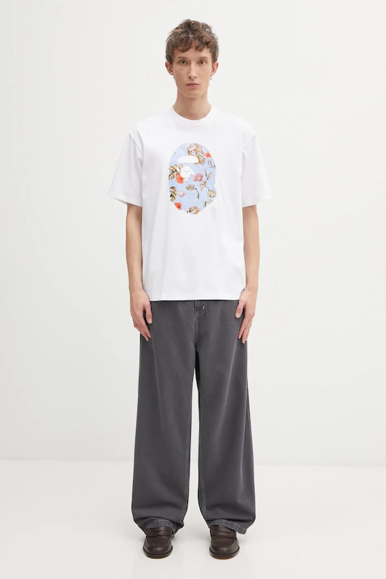 A Bathing Ape t-shirt bawełniany Vacation Pattern APE Head 1L30110335 biały