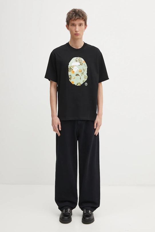 A Bathing Ape t-shirt bawełniany Vacation Pattern APE Head 1L30110335 czarny