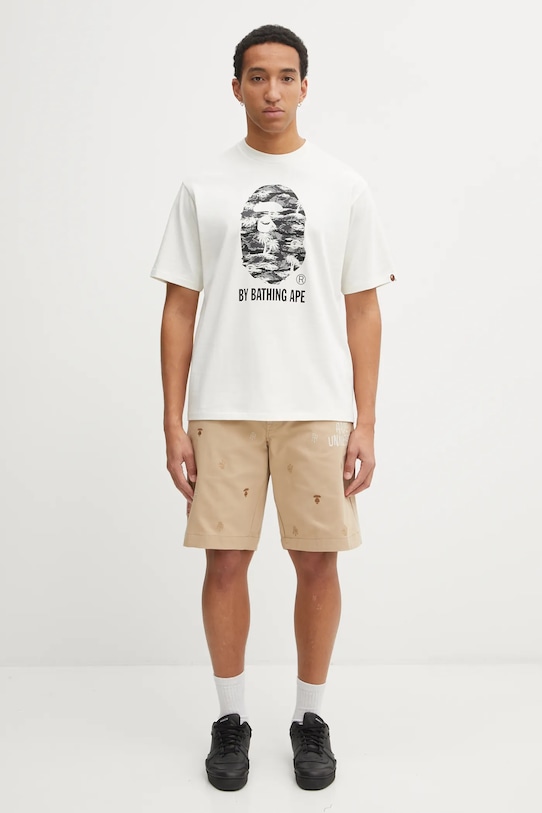 A Bathing Ape t-shirt bawełniany Palm Tree Camo 1L30110341 beżowy