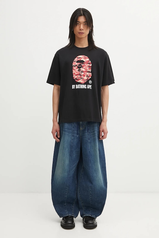 A Bathing Ape t-shirt bawełniany Palm Tree Camo 1L30110341 czarny