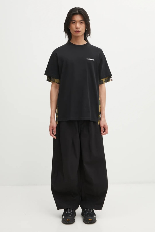 A Bathing Ape t-shirt bawełniany 1st Camo Heavy Washed Blocking 1L30109337 czarny