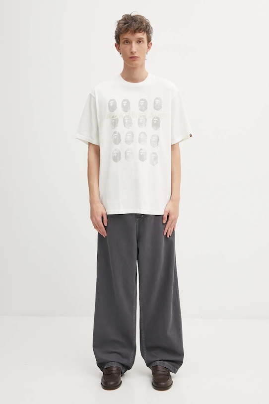 A Bathing Ape t-shirt bawełniany Garment Dye Logo 1L30109348 beżowy