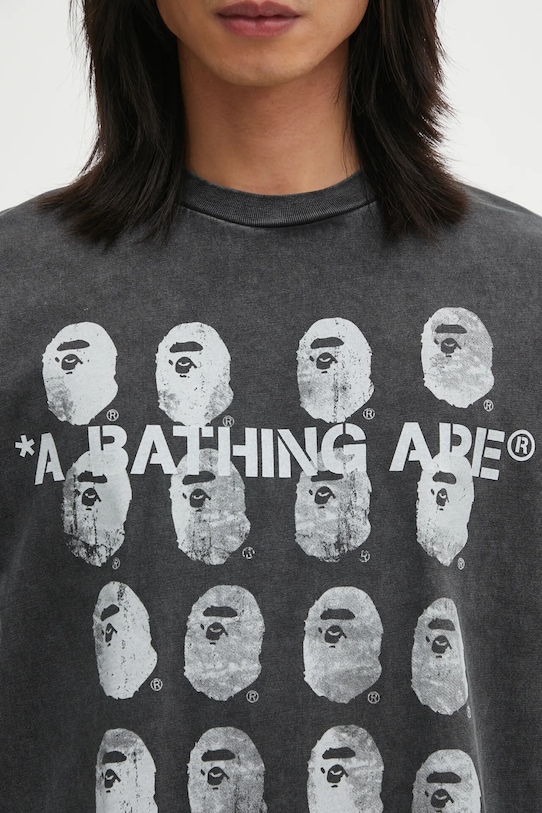 A Bathing Ape t-shirt bawełniany Garment Dye Logo czarny 1L30109348