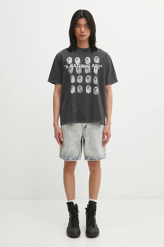 A Bathing Ape t-shirt bawełniany Garment Dye Logo 1L30109348 czarny