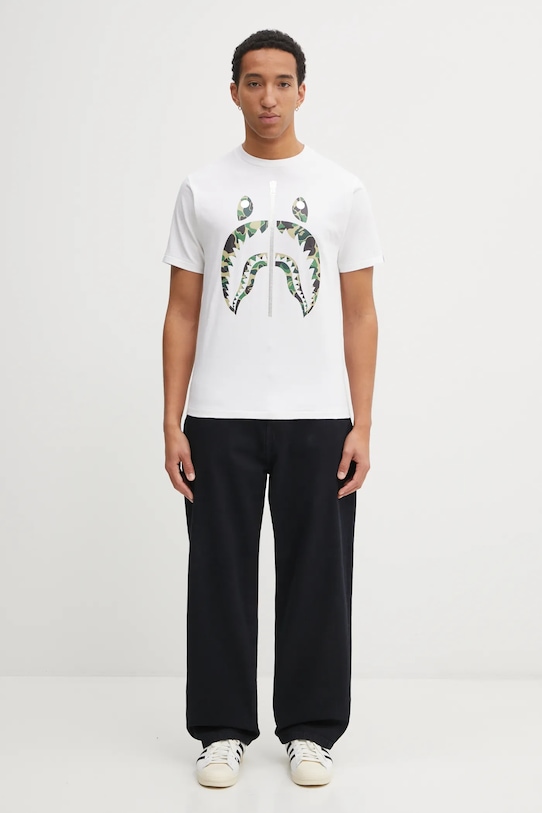 A Bathing Ape t-shirt bawełniany ABC Camo Shark 1L30110008 biały