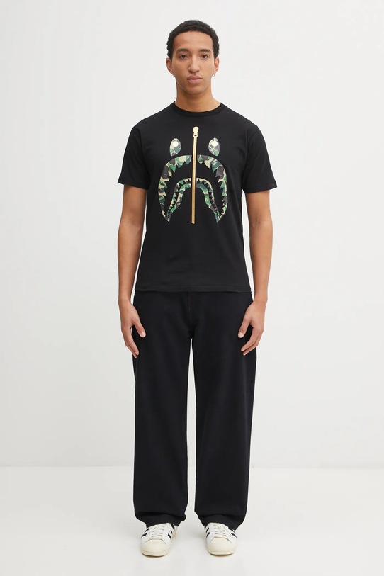 A Bathing Ape t-shirt bawełniany ABC Camo Shark 1L30110008 czarny