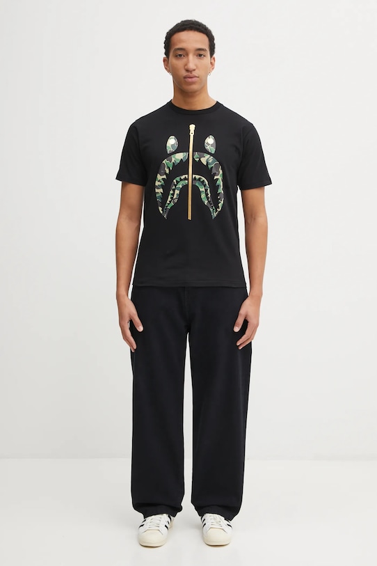 A Bathing Ape t-shirt bawełniany ABC Camo Shark 1L30110008 czarny
