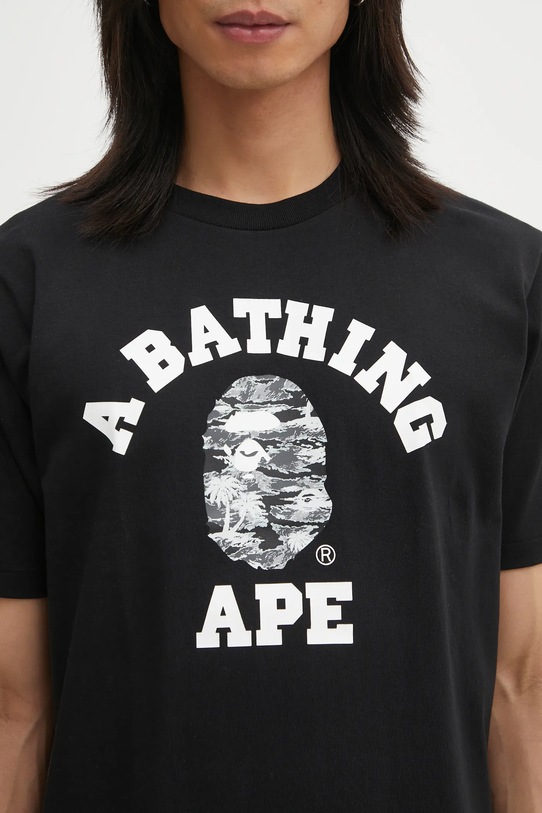 A Bathing Ape t-shirt bawełniany Palm Tree Camo College czarny 1L30110025